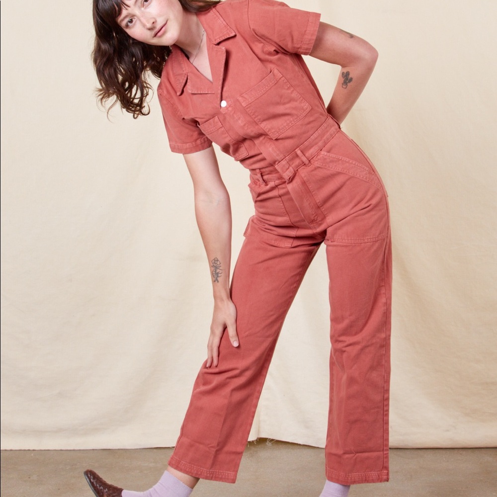 Big Bud Press Short Sleeve Jumpsuit M in Clay